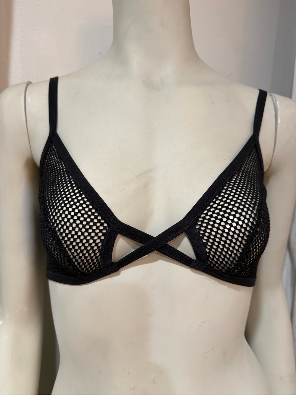 Kayleigh Peddie Handmade Evan Black Fishnet Bra Bralette Size Small 32 - 36 B